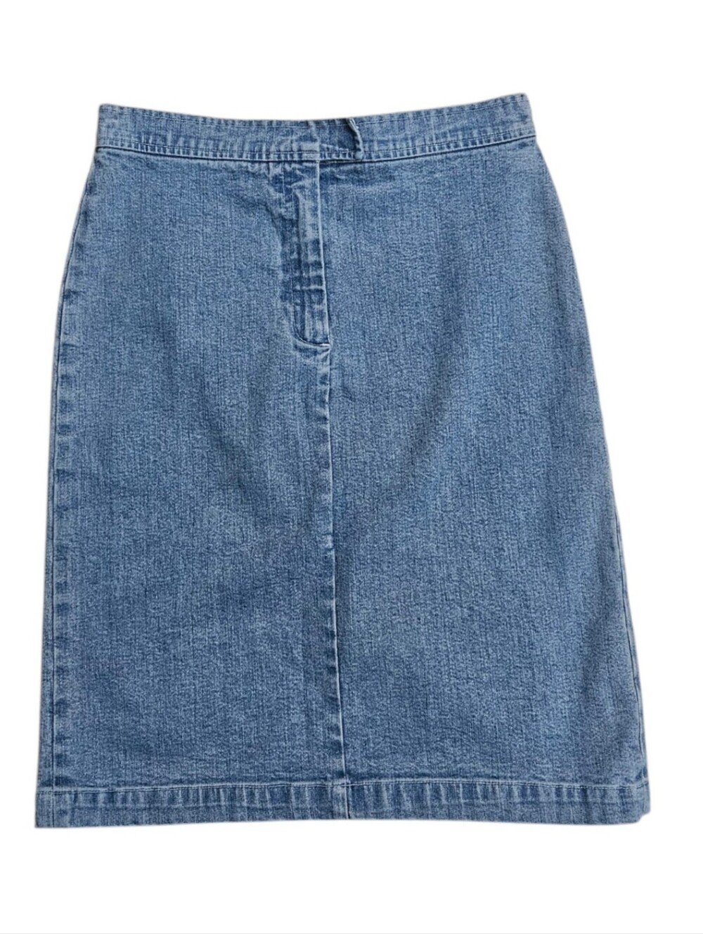 Vintage Jones Jeans Denim Midi Skirt Stretch Women's 6 Back Slit Blue